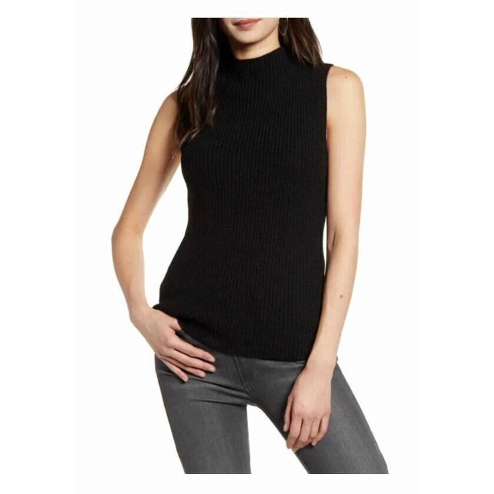 Chelsea28 Women's‎ Sleeveless Ribbed Sweater Black X-Small MSRP $69